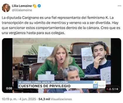 Lemoine optó por defenderse en la red social "X"