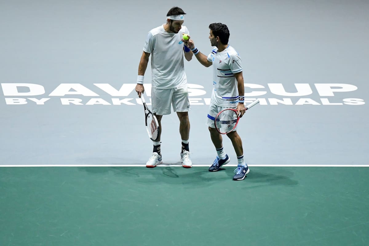 Leo Mayer y Machi González, la pareja de dobles argentina que se enfrenta con Nadal y Granollers, de España.