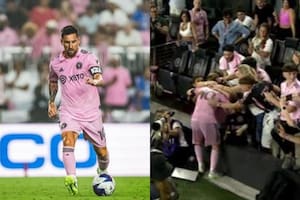 Leo Messi hizo su primer gol con Inter Miami y lo celebró de la mejor manera: con sus hijos (Foto: Instagram @leomessi / Captura Twitter @MLS)
