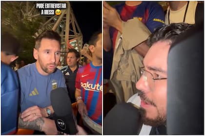 Leo Messi, tras el partido ante Islandia, conversando con el periodista Manu Gutiérrez, que padece parálisis cerebral