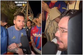 El gesto de Messi con un periodista que padece parálisis cerebral en medio de un tumulto de gente