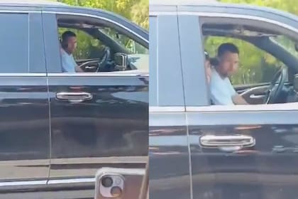 Leo y Antonela se cruzaron en un semáforo de Miami con un grupo de fans (Foto: Captura de video / X @M30Xtra)