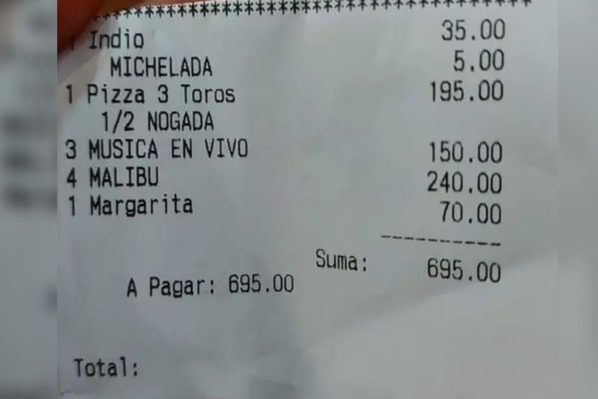 Les cobraron un adicional de 150 pesos mexicanos por la música en vivo (Foto: redes)