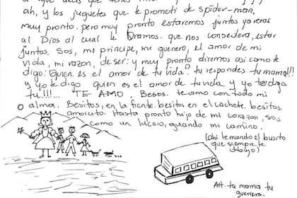 Levis escribe a Samir, su niño de 6 años, para llevarle algo de tranquilidad