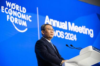 Li Qiang, primer ministro de China, durante su discurso en el Foro Económico de Davos