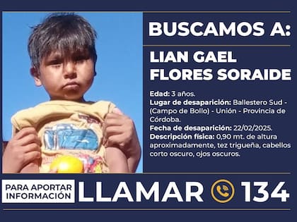 Lian Gael Flores Soraide desapareció hace más de 50 días