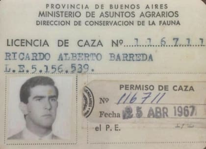 Licencia de caza expedida por el Ministerio Asuntos Agrarios en 1967