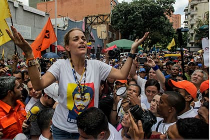 Lilian Tintori, durante una protesta para reclamar la libertad de su marido