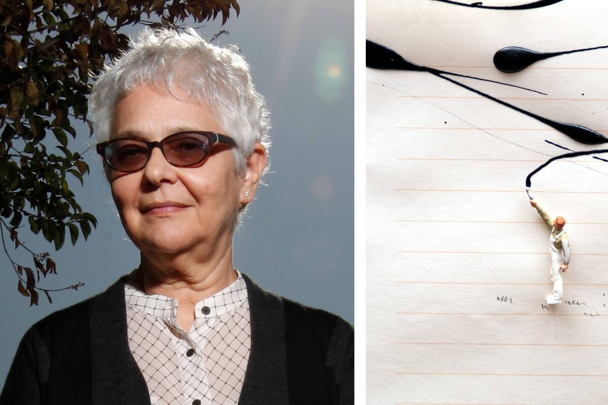 Liliana Porter y un detalle de una de sus obras