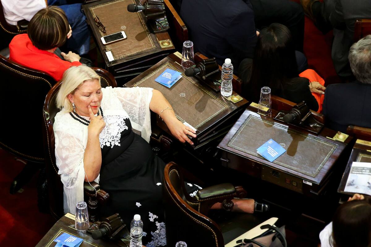 Lilita Carrió el viernes durante el discurso de Macri en el Congreso para abrir el año parlamentario.