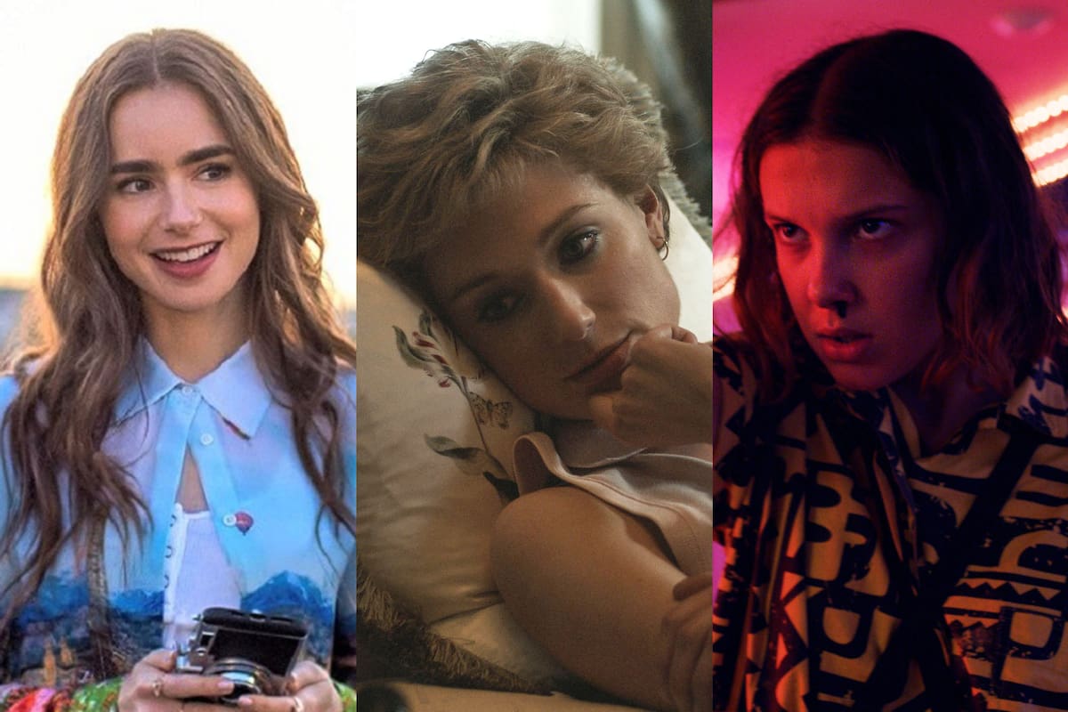 Lilly Collins en Emily in Paris, Elizabeth Debicki en la quinta temporada de The Crown y Millie Bobby Brown en Stranger Things, series que serán parte de este evento global para fans