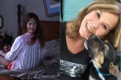 Linda Blair en una terrorífica escena de El exorcista (izquierda) y en la actualidad