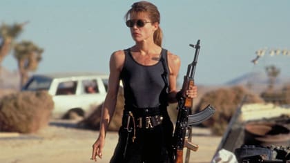 Linda Hamilton como Sarah Connor en la segunda película de Terminator, en 1991