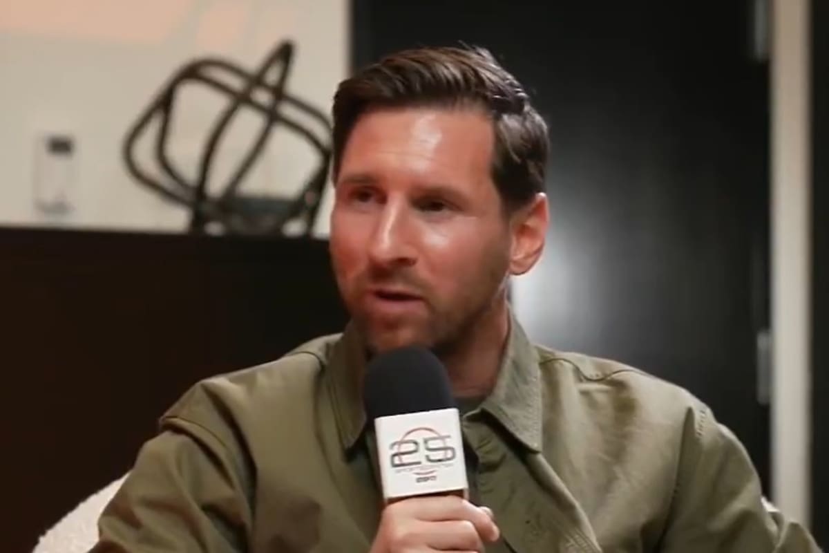 Lionel Messi charlando con ESPN en Miami