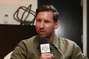 Lionel Messi charlando con ESPN en Miami