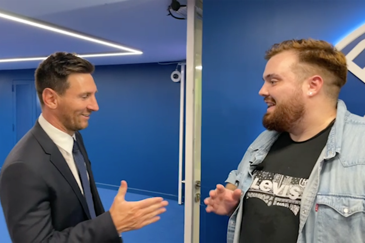 Lionel Messi con Ibai Llanos, que planteó un debate por el mate en una red social