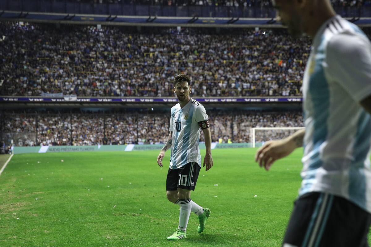Lionel Messi con la camiseta de la Argentina vs. Haiti, en la Bombonera, donde jugó un puñado de veces