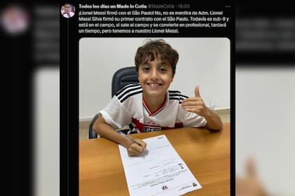 Lionel Messi Da Silva firmó su primero contrato (Captura Twitter)