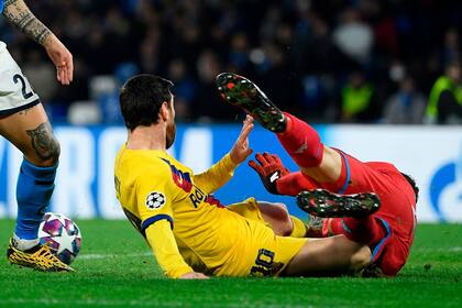 Lionel Messi durante el partido de Barcelona v Napoli, en Sao Paolo