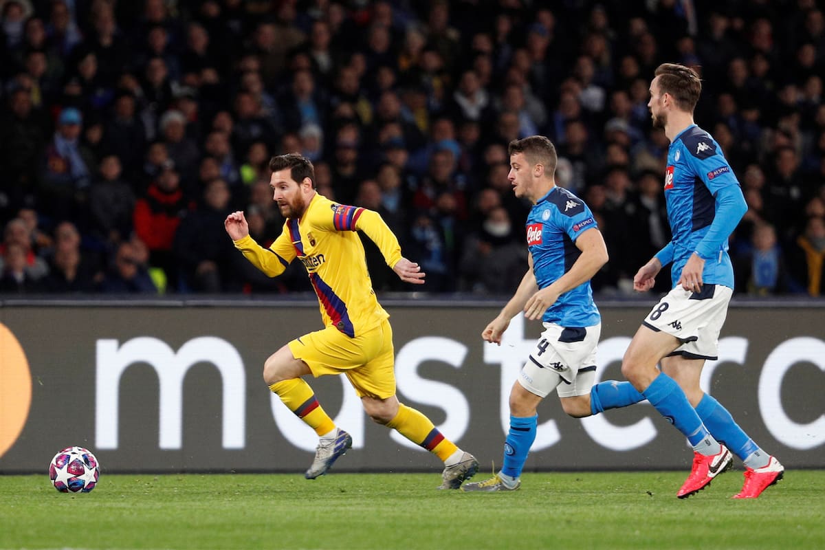 Lionel Messi durante el partido de Barcelona v Napoli, en Sao Paolo