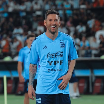 Lionel Messi en el entrenamiento del seleccionado nacional
