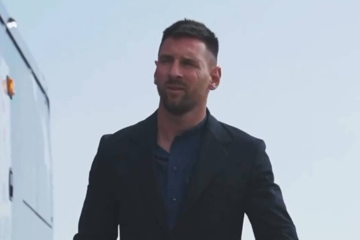 Lionel Messi en la llegada a Houston para el partido de cuartos de final de la Copa América