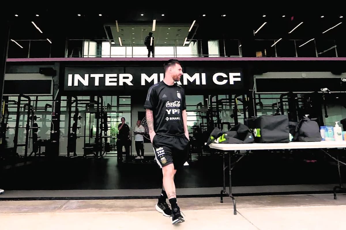 Lionel Messi en ocasión un entrenamiento de la selección argentina en el gimnasio del que ahora pasa a ser su club: Inter Miami.