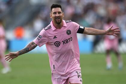 Lionel Messi festeja el 2-0 de Inter Miami sobre Philadelphia Union