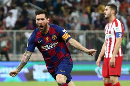 Lionel Messi festeja el gol de la igualdad