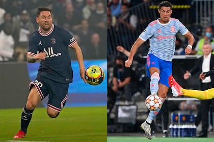 Lionel Messi, flamante refuerzo de PSG, y Cristiano Ronaldo, recientemente incorporado a Manchester United; el portugués ganará este año 15.000.000 de dólares más que el argentino.
