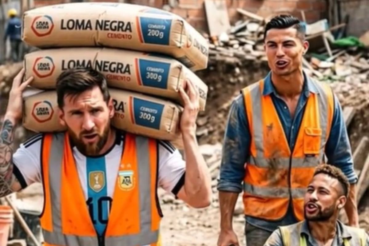 Lionel Messi đã trở thành chủ đề meme công nhân xây dựng (Ảnh: (Foto: Captura de pantalla de video TikTok))