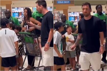 Lionel Messi junto a su familia, de compras en un supermercado de Miami (Foto: Captura de video)