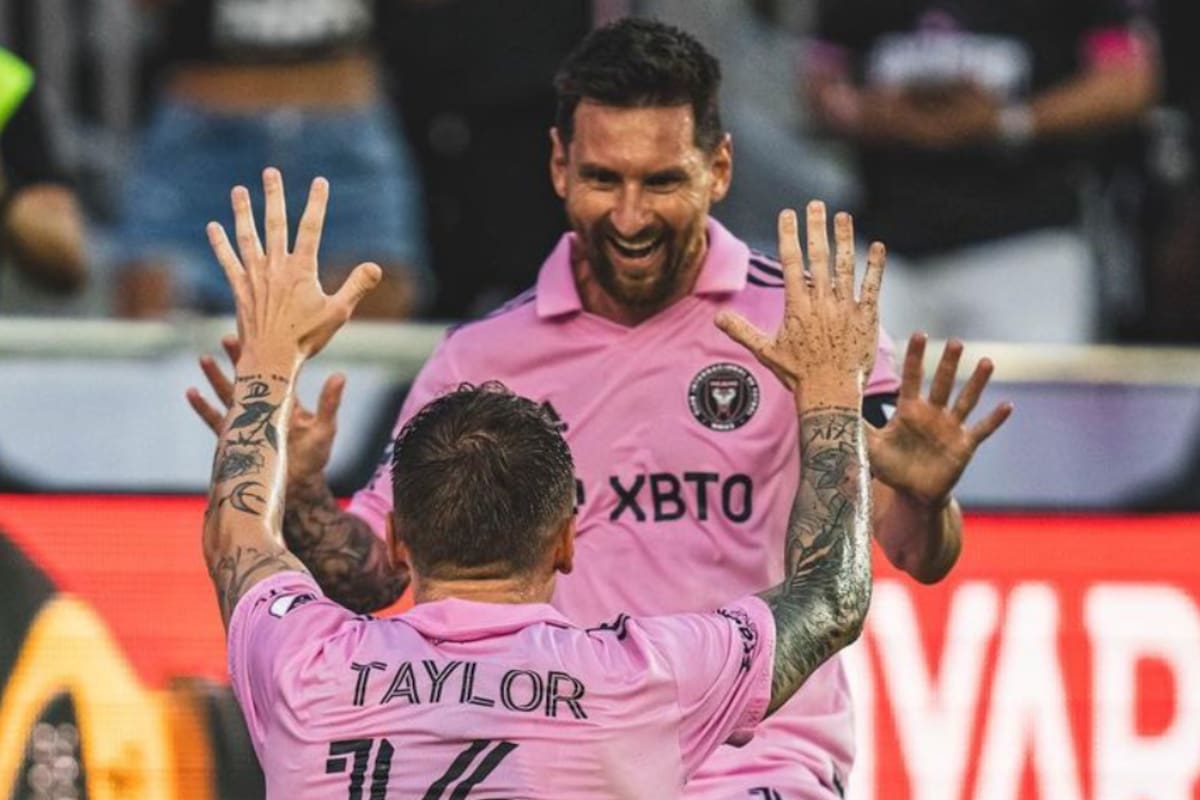 Lionel Messi marcó tres goles en dos partidos y los celebró con sus nuevos compañeros de Inter Miami (Foto: Instagram @leomessi)