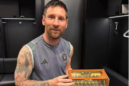 Lionel Messi received a special collection of balls in reference to winning the World Cup in Qatar