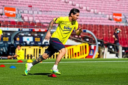 Lionel Messi trabajó hoy de manera diferenciado, pero llegará al partido de Barcelona ante Mallorca