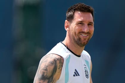 Lionel Messi, tras marcar el doblete ante Austria, durante el entrenamiento de la selección argentina en Kansas City