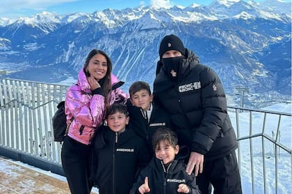 Lionel Messi y Antonela Roccuzzo fueron a Suiza junto a sus hijos, Ciro, Mateo y Thiago