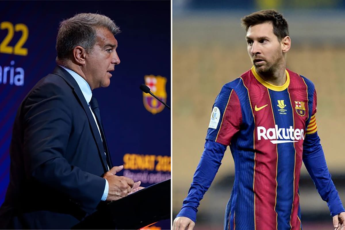 Lionel Messi y Joan Laporta, presidente de Barcelona