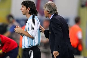 Lionel Messi y José Pekerman, durante el Mundial de Alemania 2006