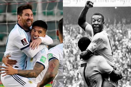 Lionel Messi y Pelé, en andas, elevados; apenas dos goles separa al argentino de un récord que O Rei impuso hace cinco décadas