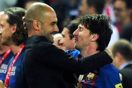 Lionel Messi y Pep Guardiola