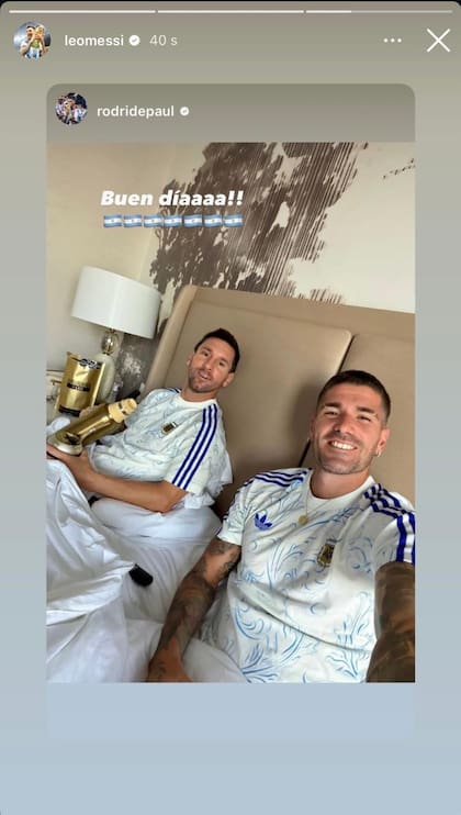 Lionel Messi y Rodrigo De Paul compartieron una foto juntos tras la victoria en la semifinal