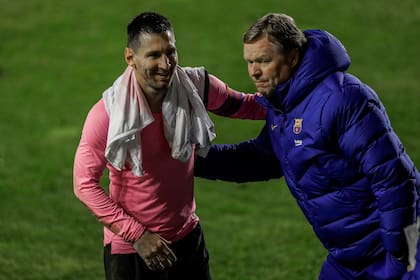 Lionel Messi y Ronald Koeman, la felicidad del capitán y el DT de Barcelona por la victoria