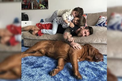 Lionel Messi y sus hijos junto a Hulk (Foto Instagram @antonelaroccuzzo)
