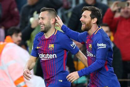 Lionel Messi y un compañero clave para sus goles: Jordi Alba