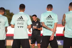 Lionel Scaloni, durante un entrenamiento con la selección argentina en la Copa América