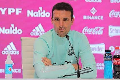 Lionel Scaloni, en una de sus habituales conferencias de prensa