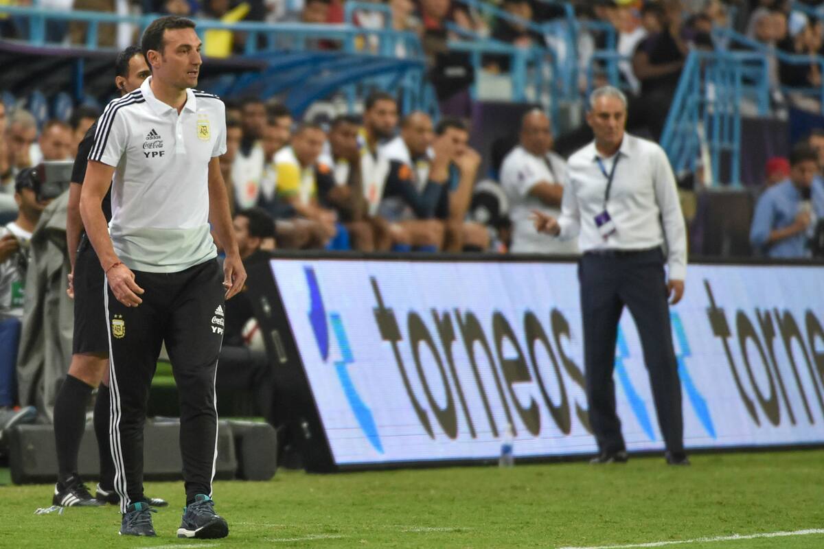 Lionel Scaloni, entrenador argentino, durante el amistoso frente a Brasil disputado en Riyad (Arabia Saudita).