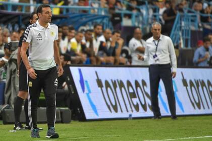 Lionel Scaloni, entrenador argentino, durante el amistoso frente a Brasil disputado en Riyad (Arabia Saudita).