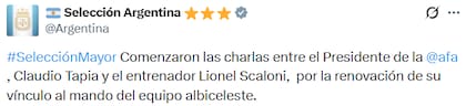Lionel Scaloni y Claudio "Chiqui" Tapia se reunieron y se difundió una imagen del encuentro